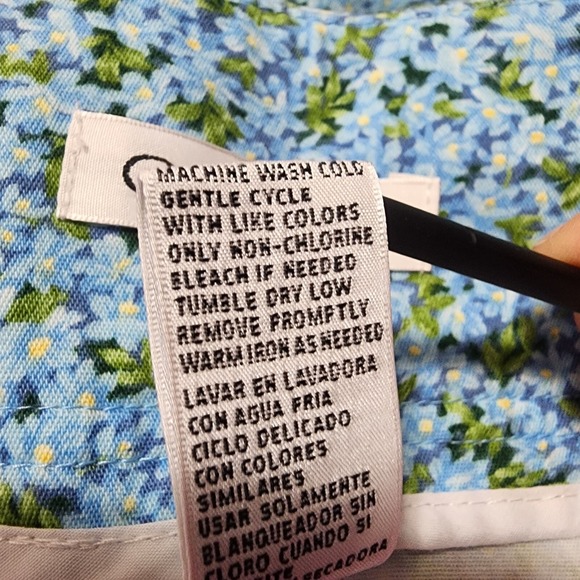 CHAUS Size 6 Pool Blue Ditsy Floral A-line Cotton Stretch Casual Skirt - Picture 10 of 10